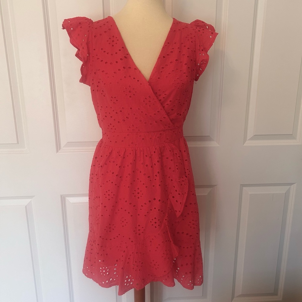 Coral Eyelet Dress
